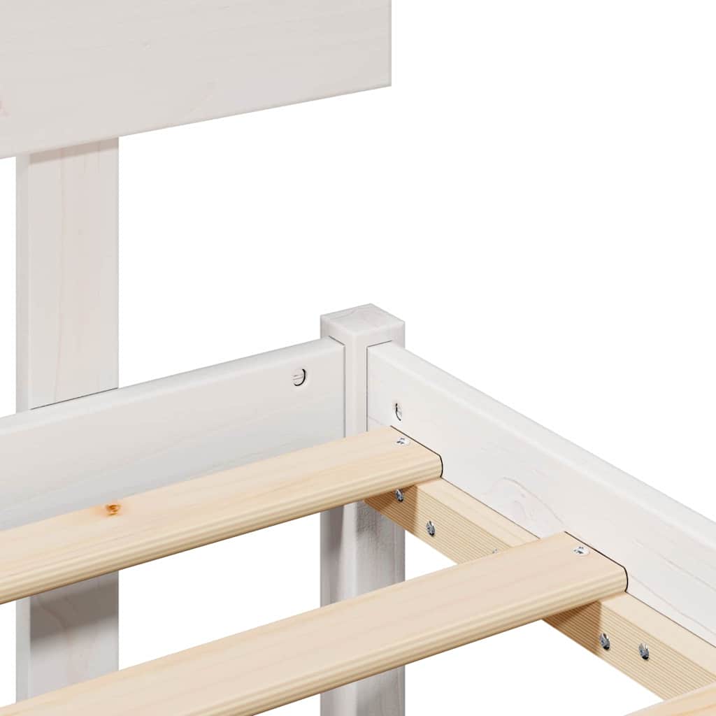 Bettrahmen mit Kopfteil Weiß 75 x 190 cm Massives Kiefernholz
