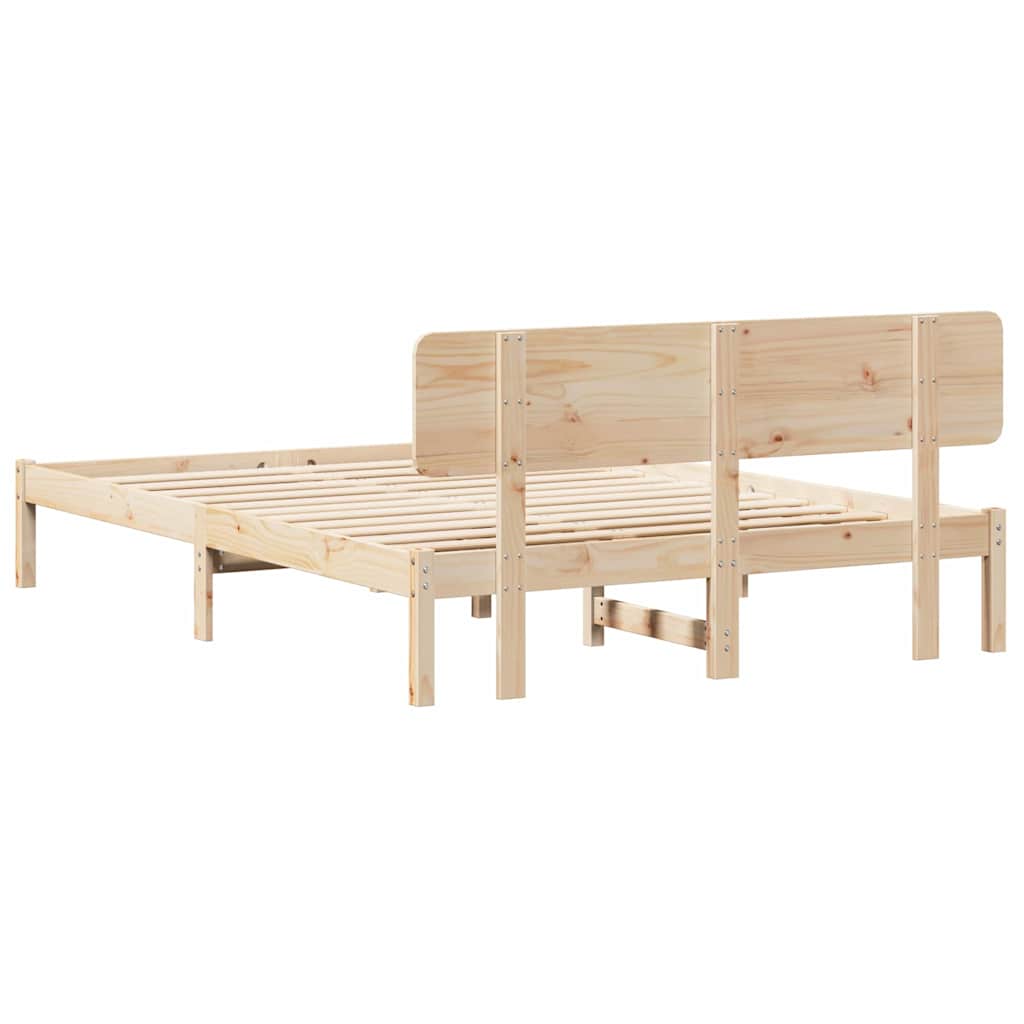 Bettrahmen mit Kopfteil Natur 200 x 200 cm Massives Kiefernholz