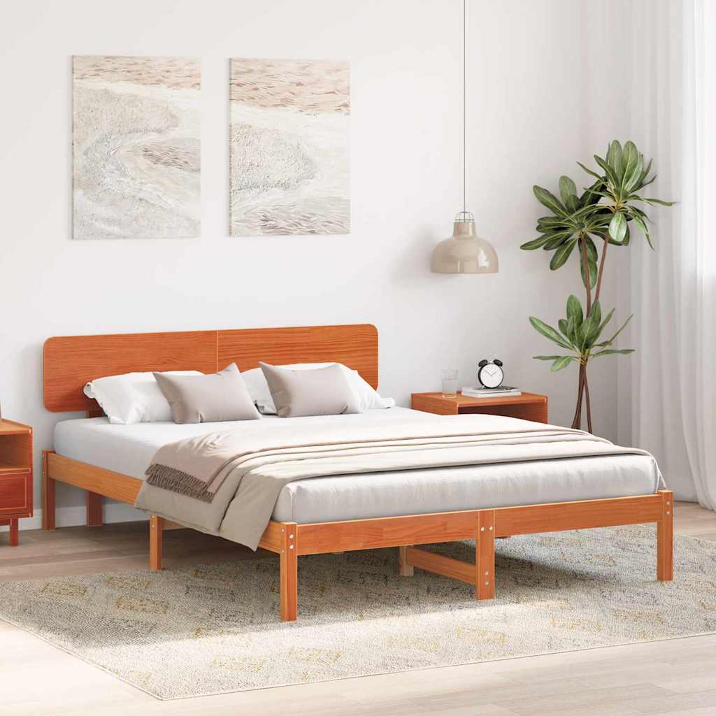 Bettrahmen Wachsbraun 200 x 200 cm Massives Kiefernholz