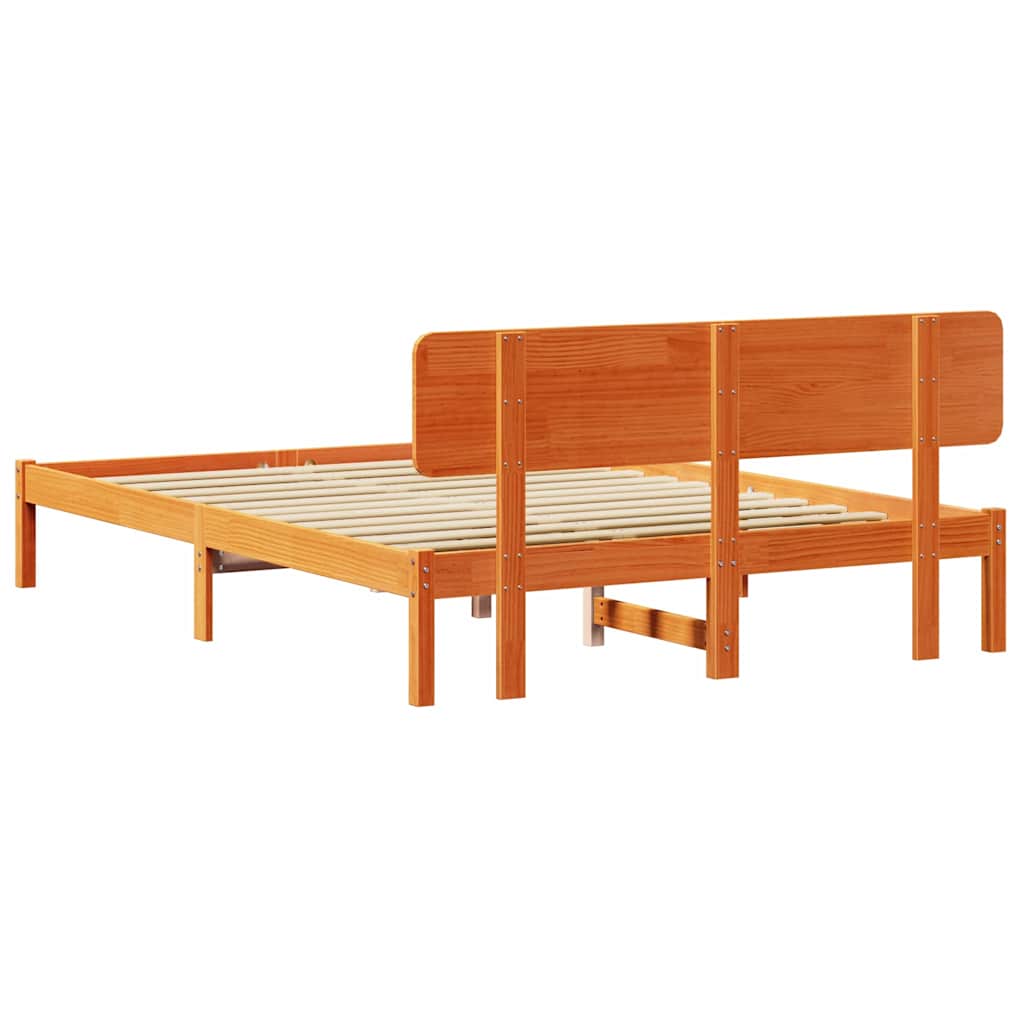 Bettrahmen Wachsbraun 200 x 200 cm Massives Kiefernholz