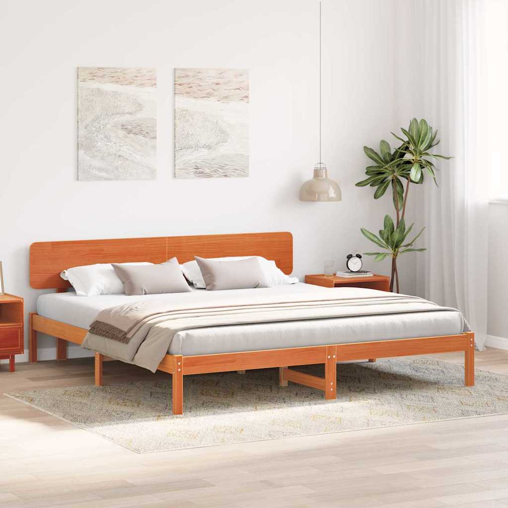 Bettrahmen Wachsbraun 180 x 200 cm Massives Kiefernholz