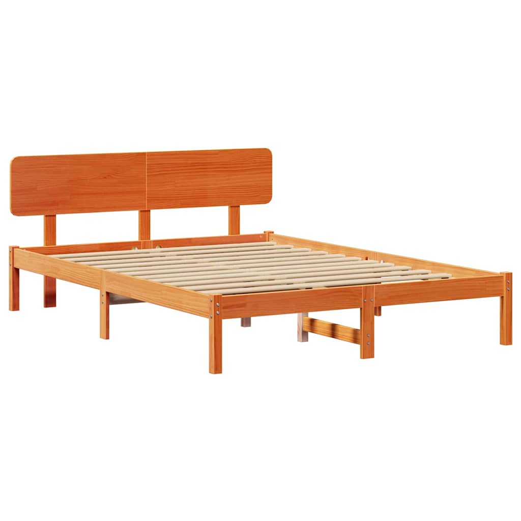 Bettrahmen Wachsbraun 150 x 200 cm Massives Kiefernholz