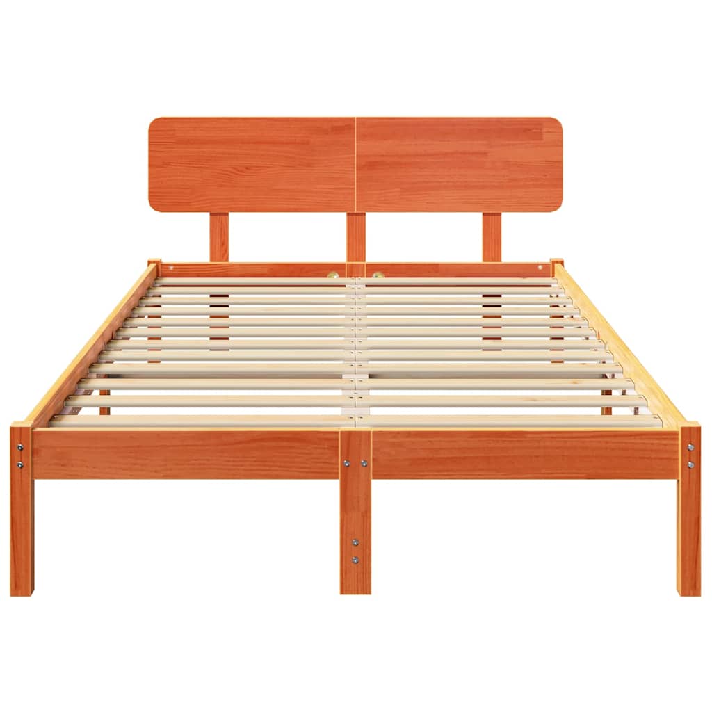 Bettrahmen Wachsbraun 135 x 190 cm Massives Kiefernholz