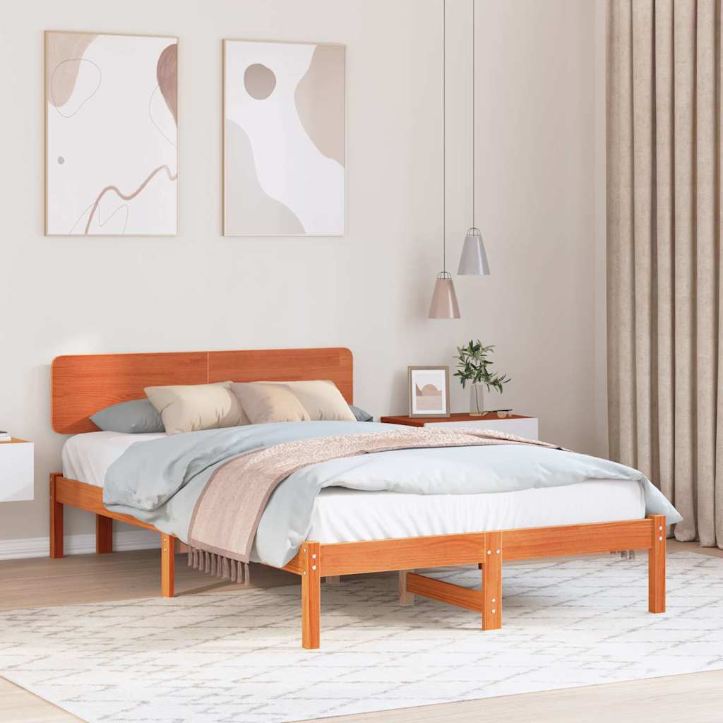 Bettrahmen Wachsbraun 120 x 190 cm Massives Kiefernholz