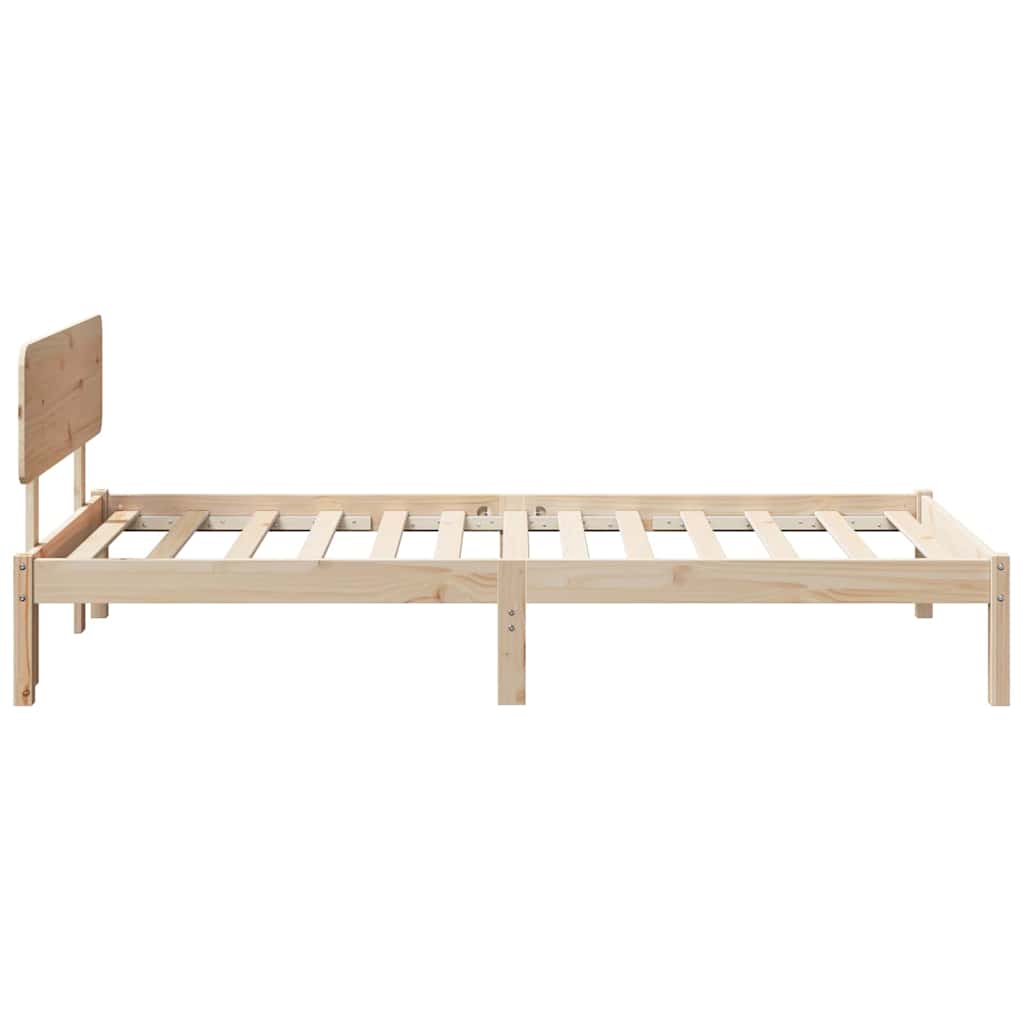 Bettrahmen mit Kopfteil Natur 90 x 200 cm Massives Kiefernholz