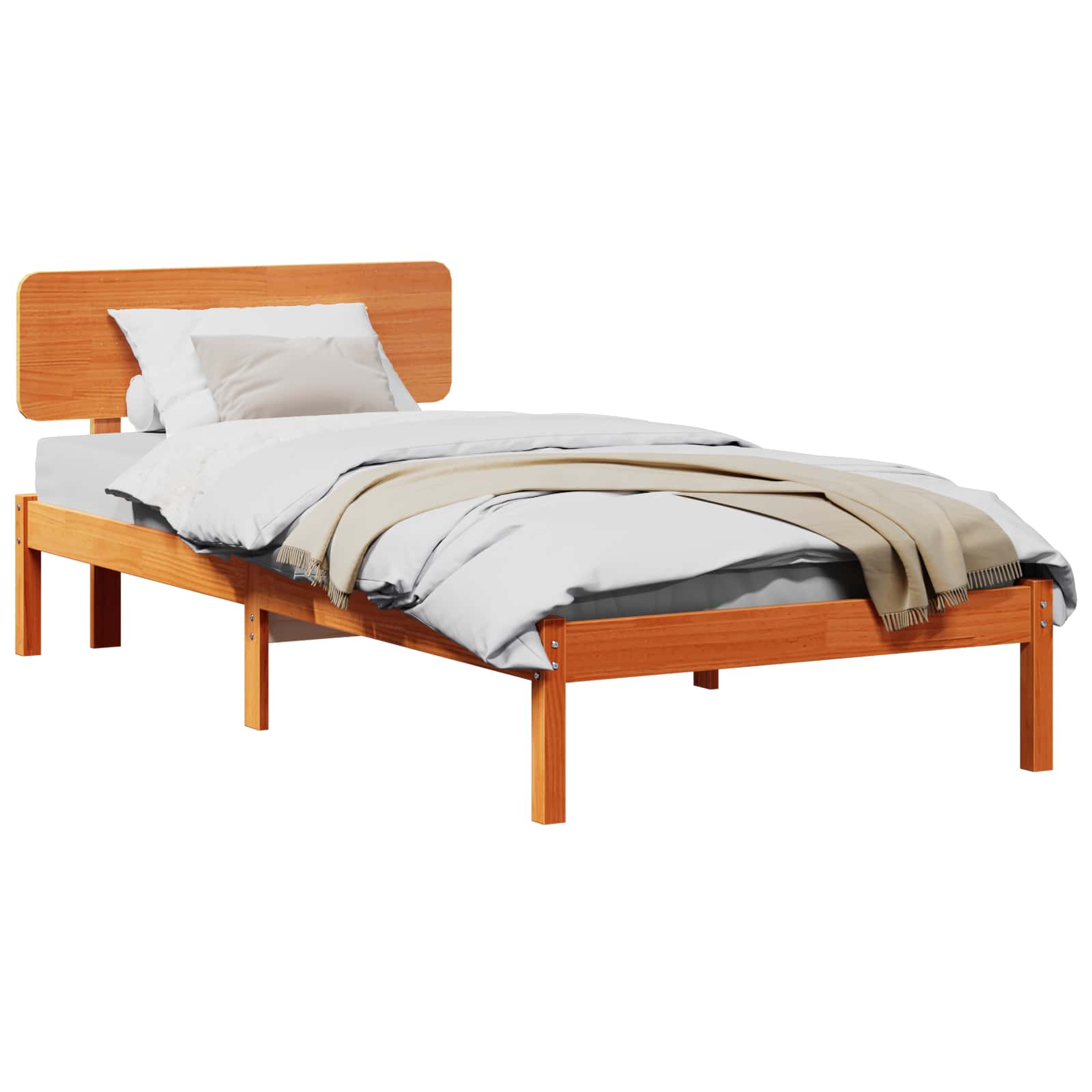 Bettrahmen Wachsbraun 90 x 190 cm Massives Kiefernholz