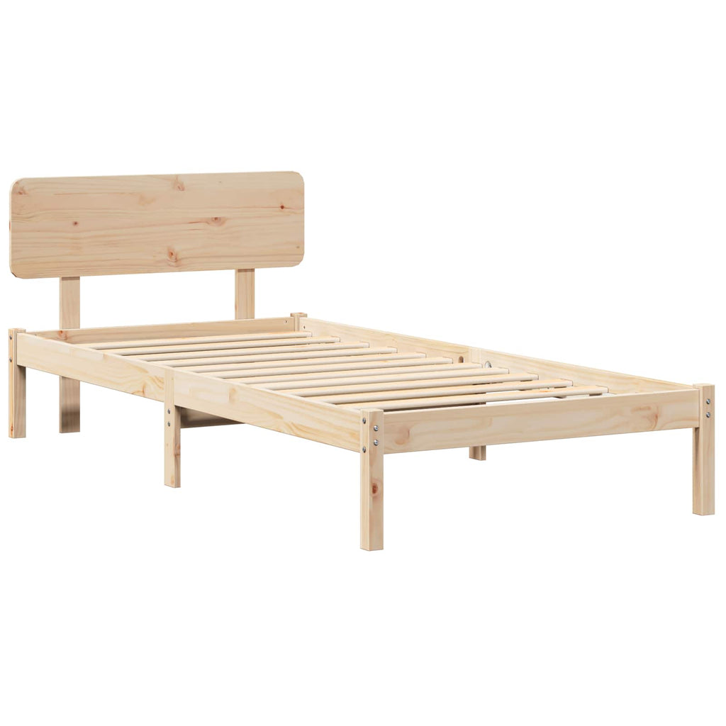 Bettrahmen mit Kopfteil Natur 75 x 190 cm Massives Kiefernholz