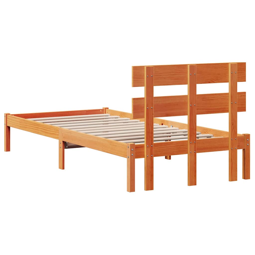 Bettgestell mit Kopfteil Braun 80 x 200 cm Massivholz Kiefer