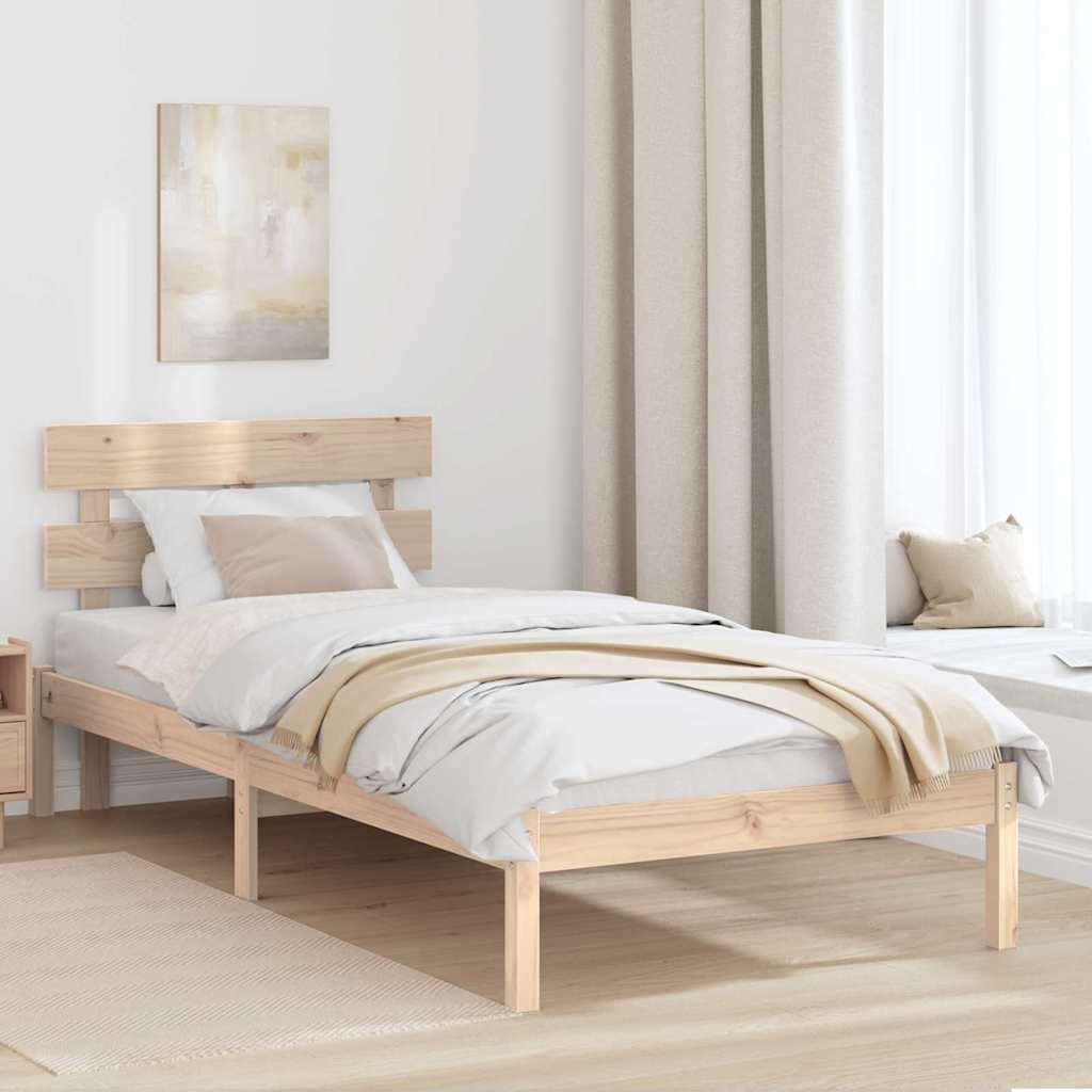 Bettgestell mit Kopfteil Braun 90 x 200 cm Massivholz Kiefer