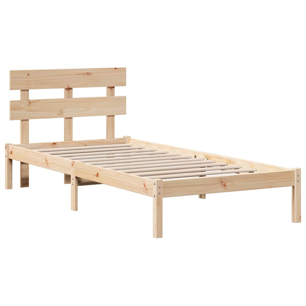Bettgestell mit Kopfteil Braun 90 x 200 cm Massivholz Kiefer
