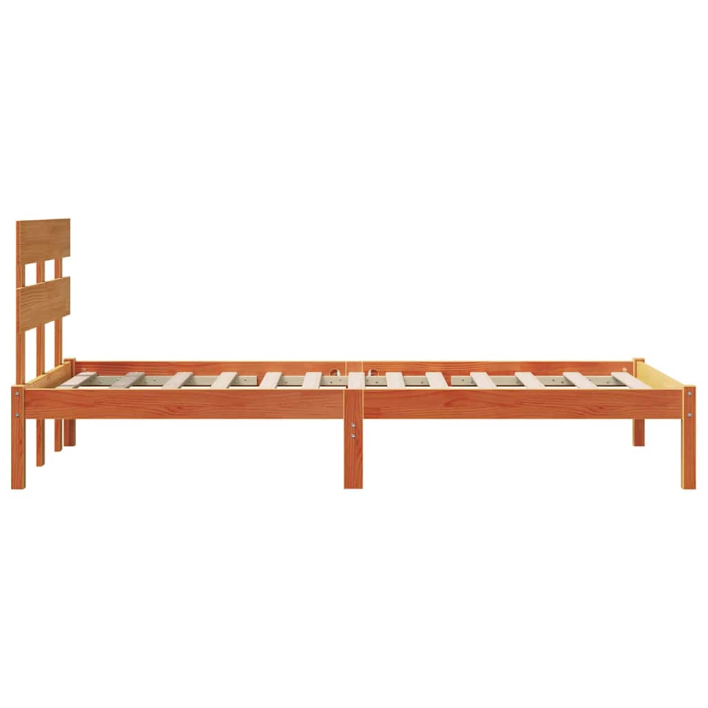 Bettgestell mit Kopfteil Braun 90 x 200 cm Massivholz Kiefer