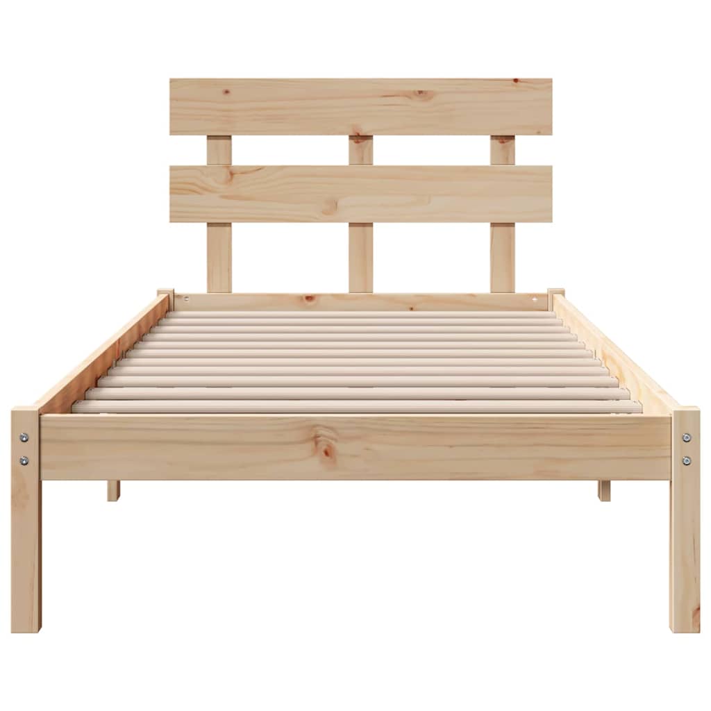 Bettgestell mit Kopfteil Braun 90 x 190 cm Massivholz Kiefer