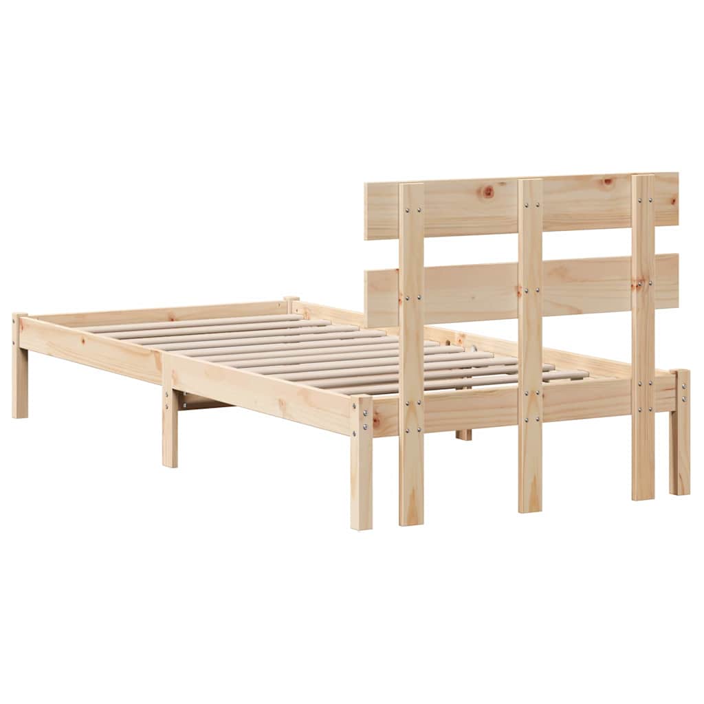 Bettgestell mit Kopfteil Braun 75 x 190 cm Massivholz Kiefer