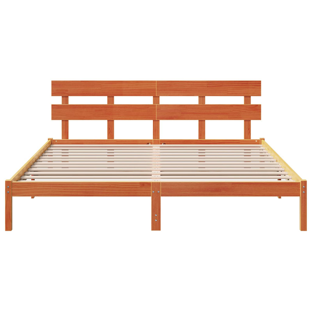Bettgestell mit Kopfteil Braun 200 x 200 cm Massivholz Kiefer