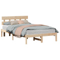 Bettgestell mit Kopfteil Braun 135 x 190 cm Massivholz Kiefer