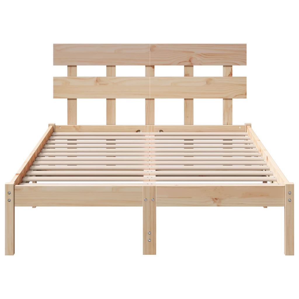 Bettgestell mit Kopfteil Braun 135 x 190 cm Massivholz Kiefer