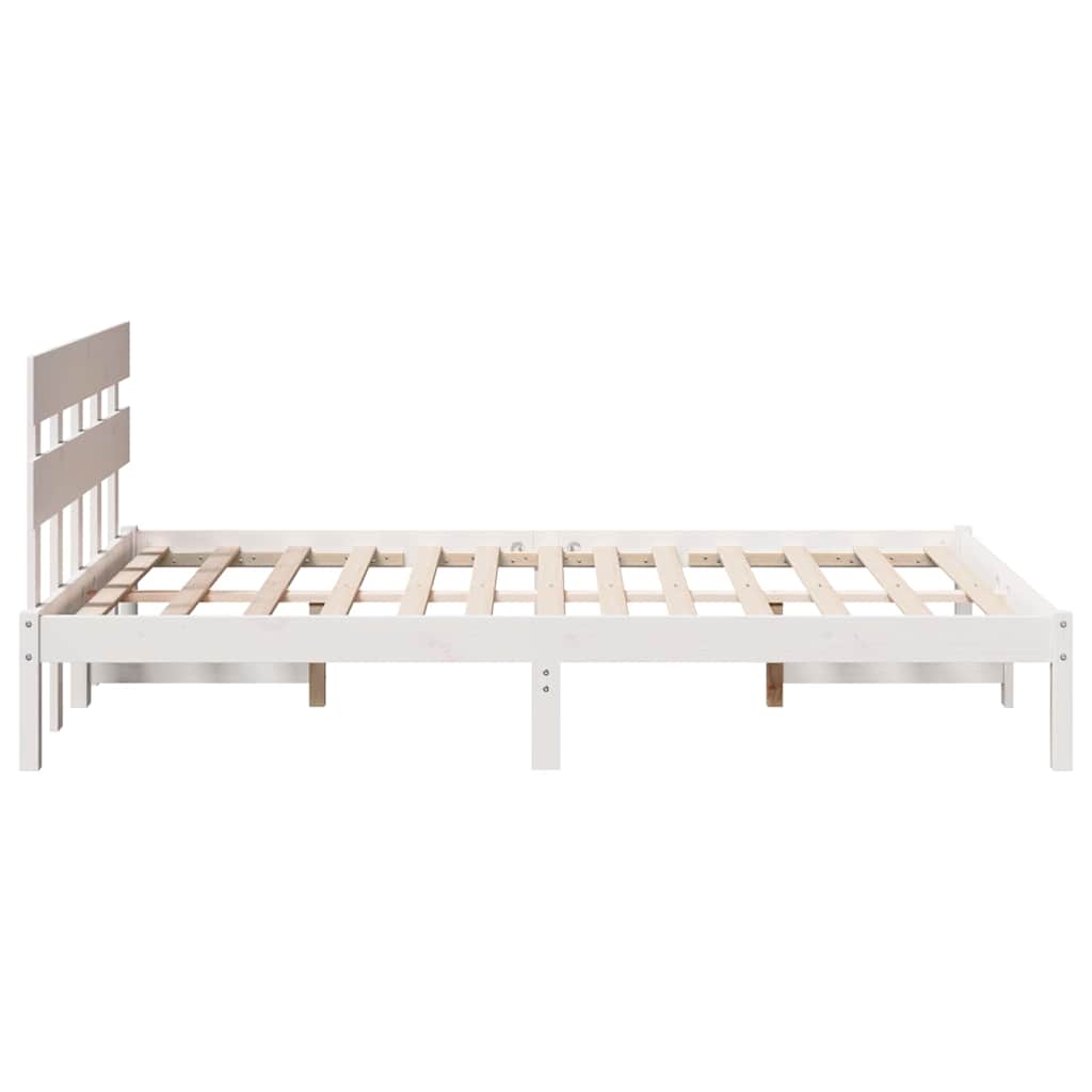 Bettgestell mit Kopfteil Weiß 135 x 190 cm Massivholz Kiefer