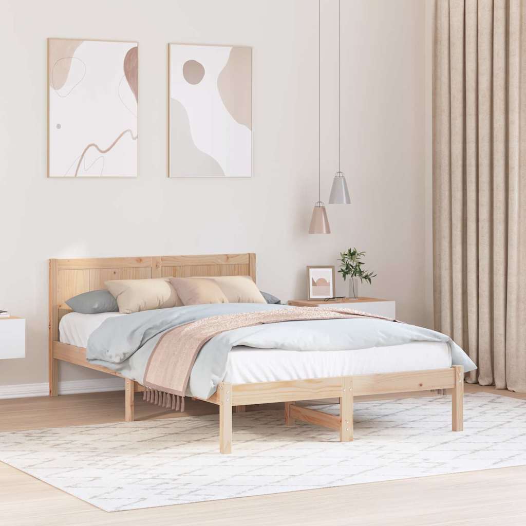 Bettgestell Braun 135 x 190 cm Massivholz Kiefer