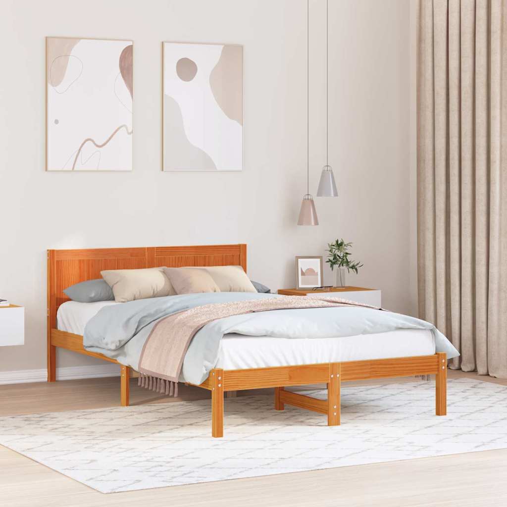 Bettgestell Braun 135 x 190 cm Massivholz Kiefer