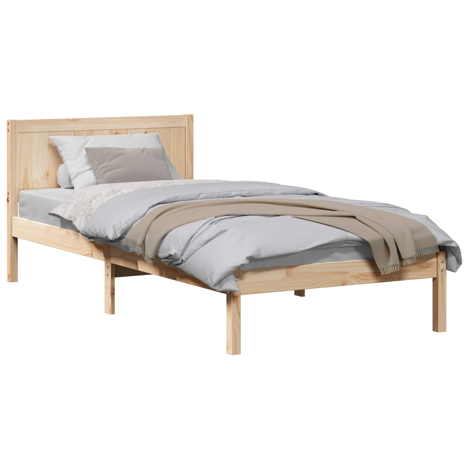 Bettgestell Braun 75 x 190 cm Massivholz Kiefer