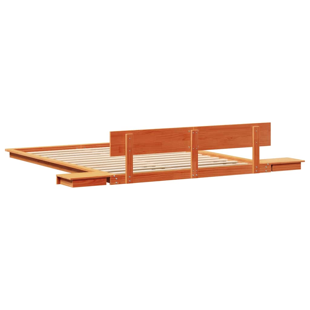 Bettgestell mit Kopfteil mit Speicher Braun 140 x 200 cm Holz