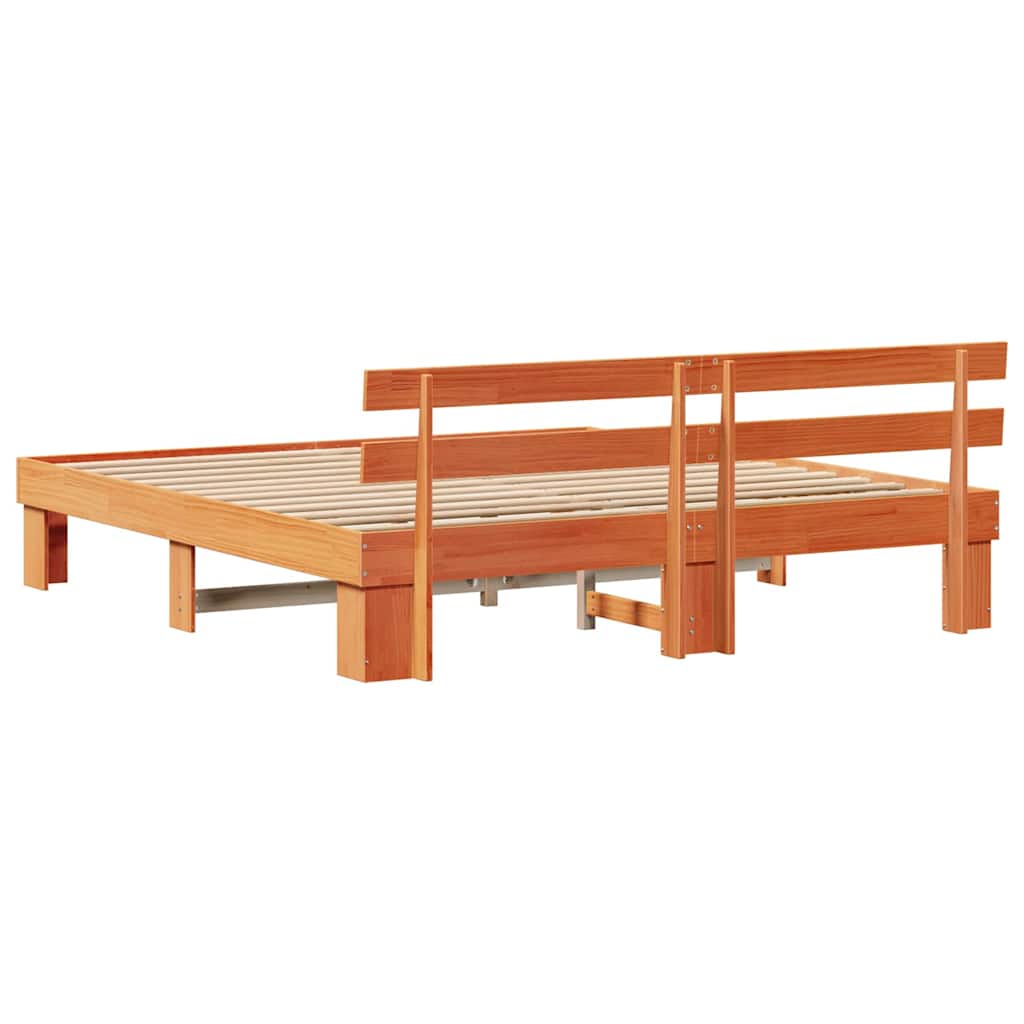 Bettrahmen Wachsbraun 180 x 200 cm Massives Kiefernholz