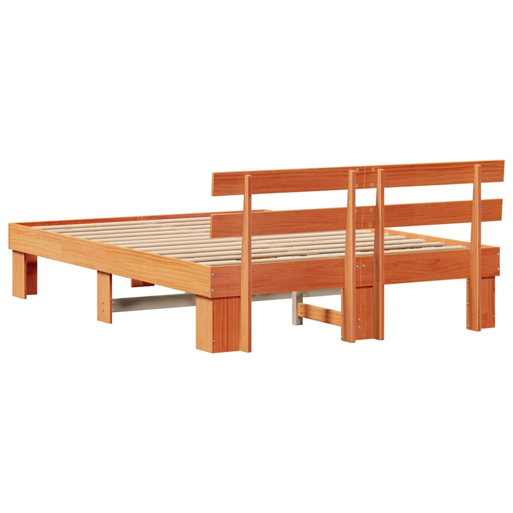 Bettrahmen Wachsbraun 140 x 200 cm Massives Kiefernholz