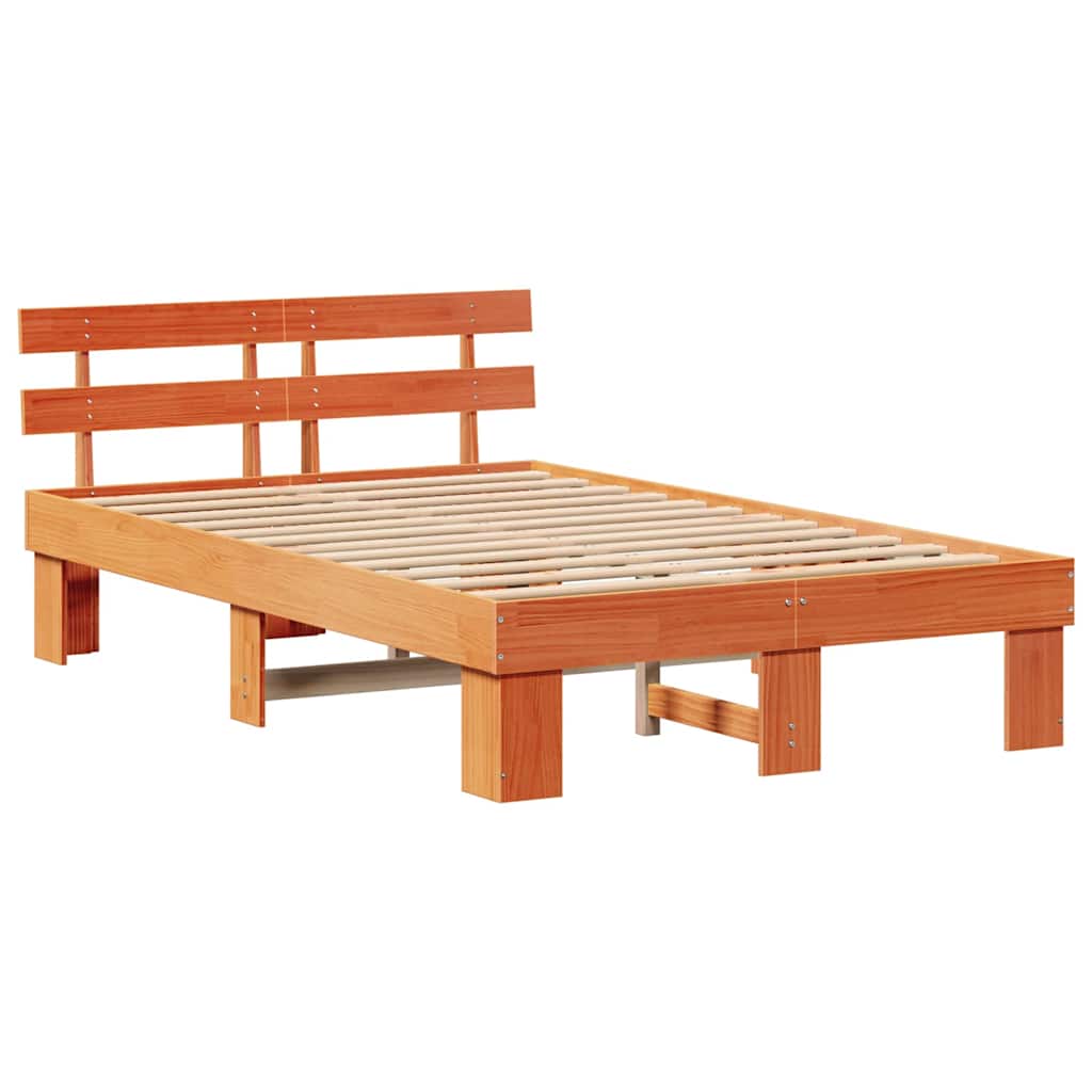 Bettrahmen Wachsbraun 140 x 190 cm Massives Kiefernholz