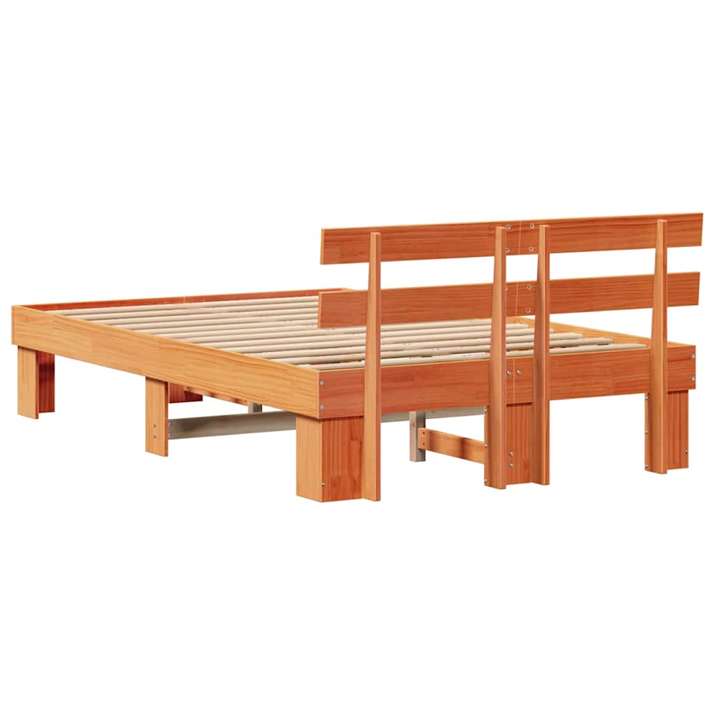 Bettrahmen Wachsbraun 135 x 190 cm Massives Kiefernholz
