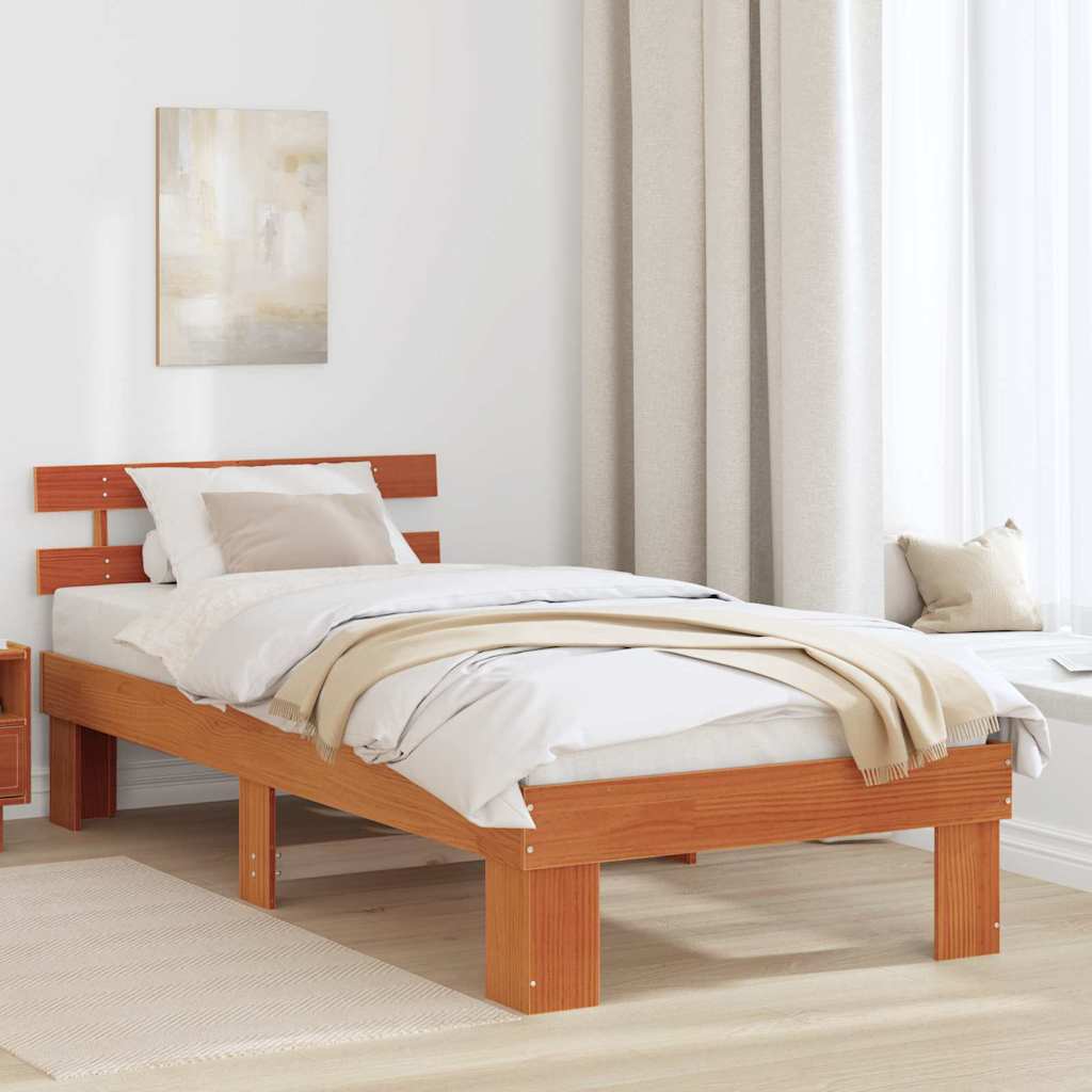 Bettrahmen Wachsbraun 75 x 190 cm Massives Kiefernholz