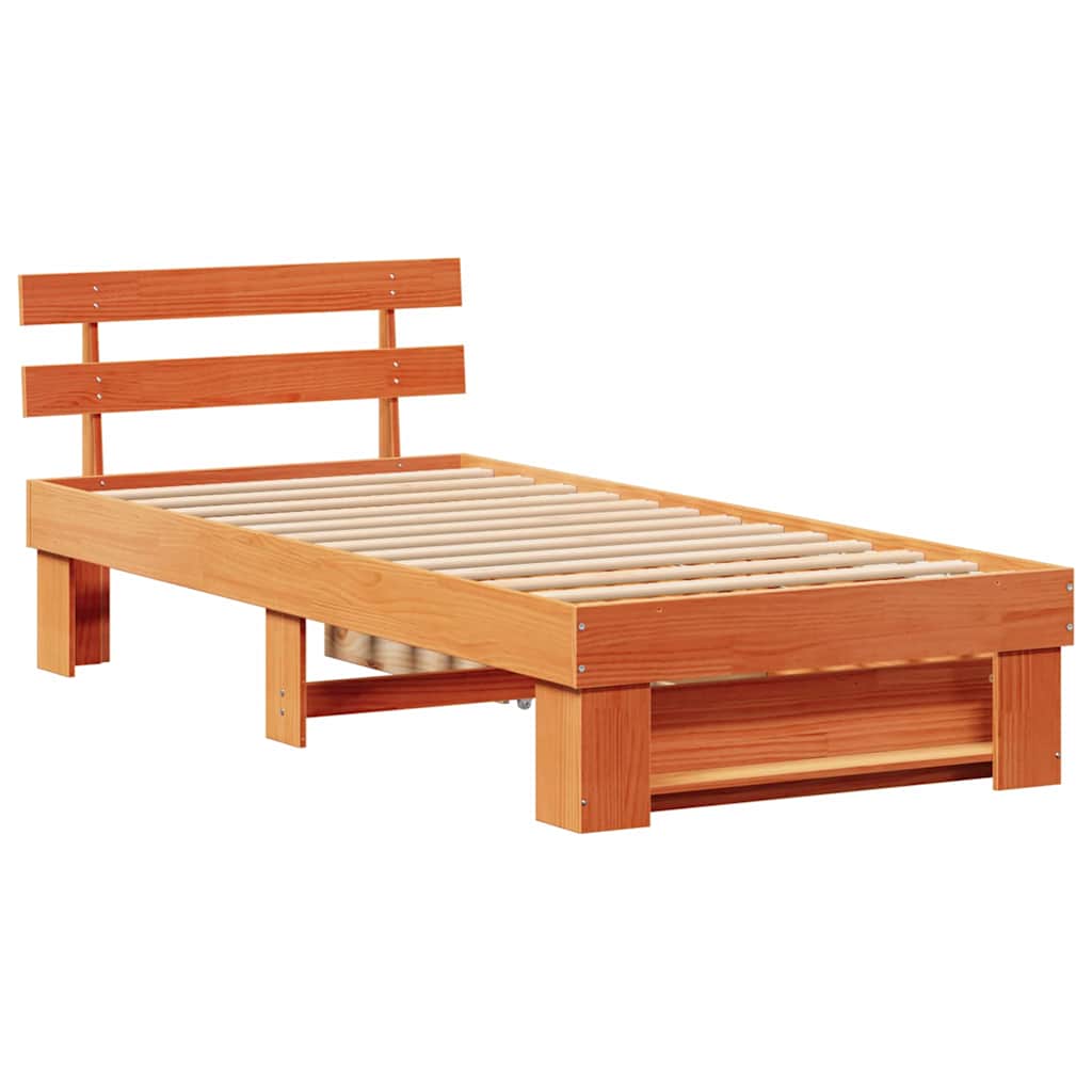 Bettrahmen Wachsbraun 90 x 190 cm Massives Kiefernholz