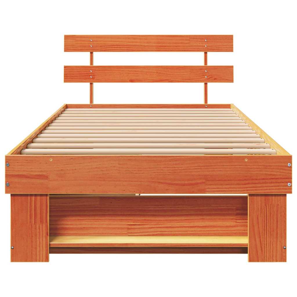 Bettrahmen Wachsbraun 75 x 190 cm Massives Kiefernholz