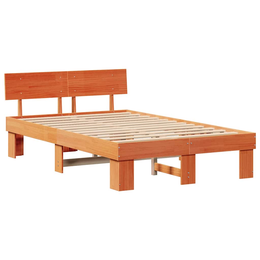 Bettrahmen Wachsbraun 140 x 190 cm Massives Kiefernholz