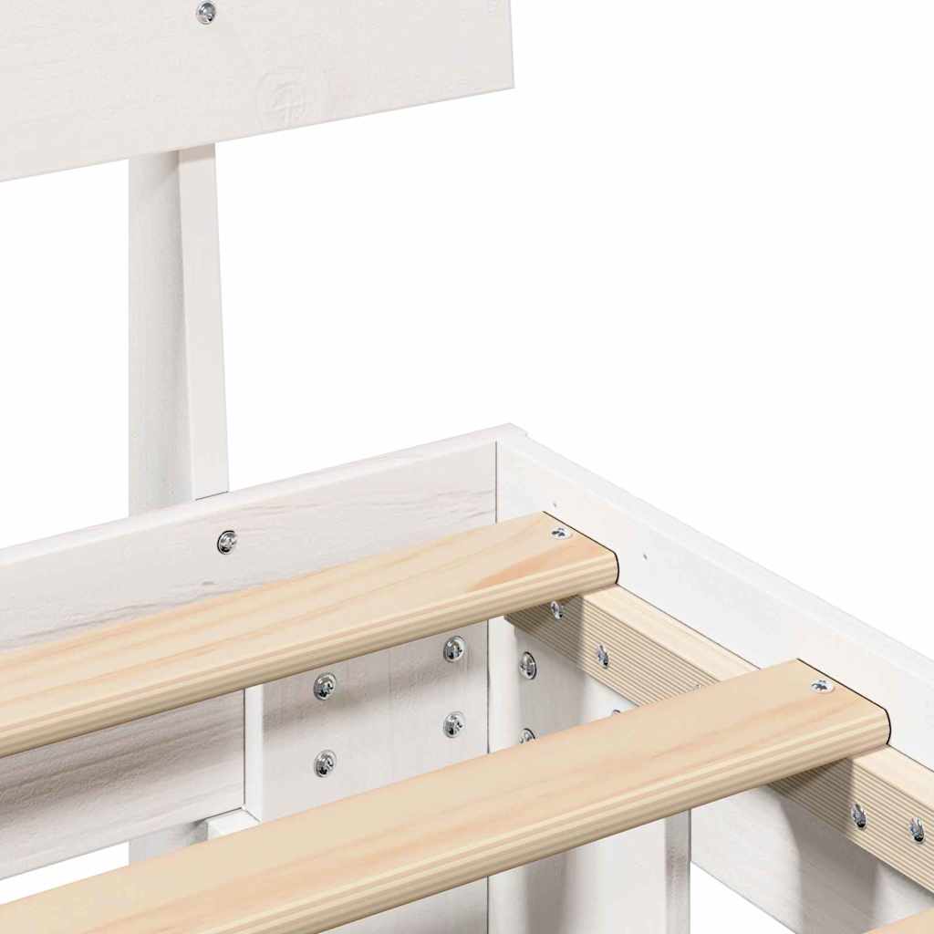 Bettrahmen mit Kopfteil Weiß 80 x 200 cm Massives Kiefernholz