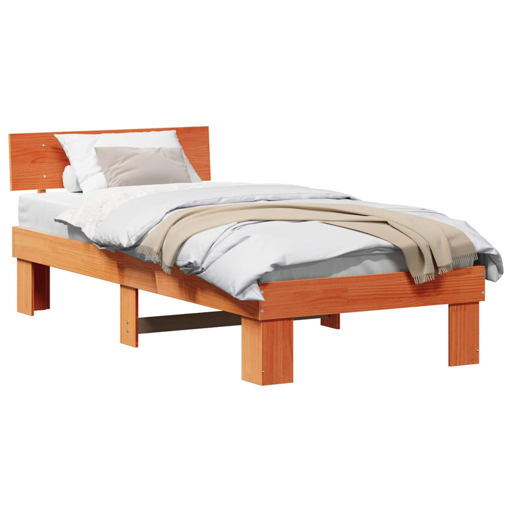 Bettrahmen Wachsbraun 75 x 190 cm Massives Kiefernholz