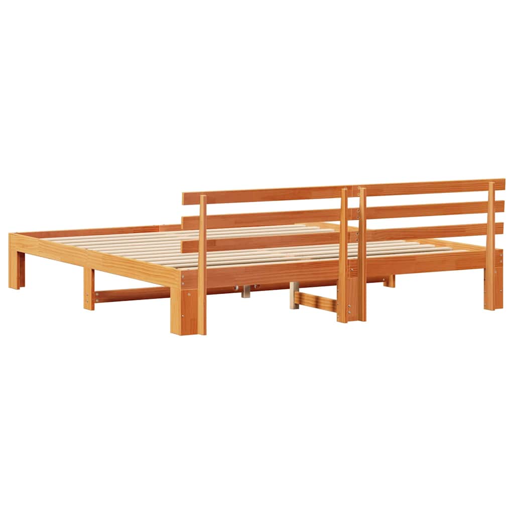 Bettrahmen Wachsbraun 200 x 200 cm Massives Kiefernholz