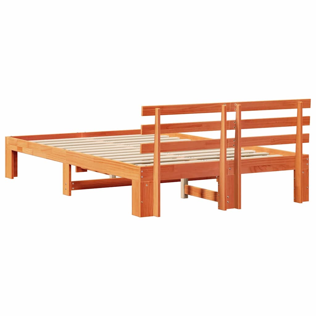 Bettrahmen Wachsbraun 140 x 190 cm Massives Kiefernholz
