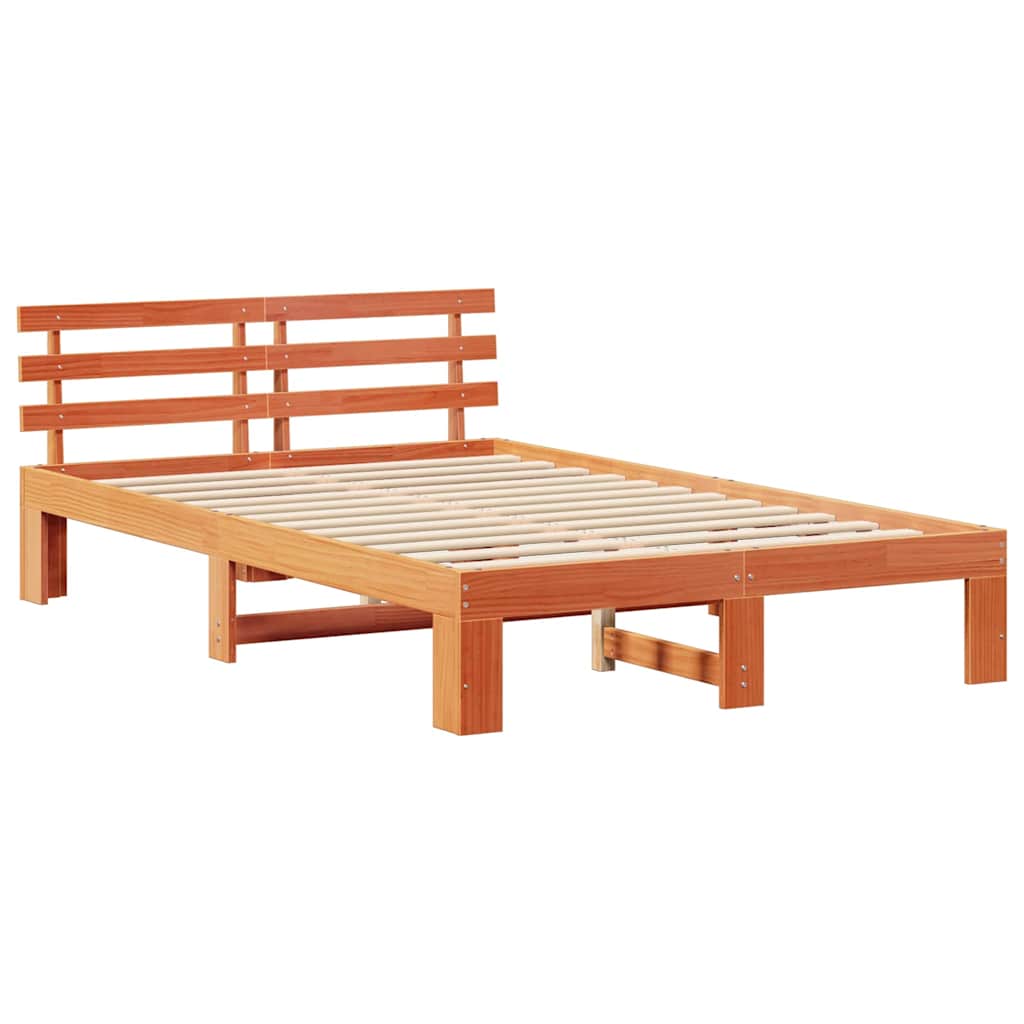 Bettrahmen Wachsbraun 135 x 190 cm Massives Kiefernholz