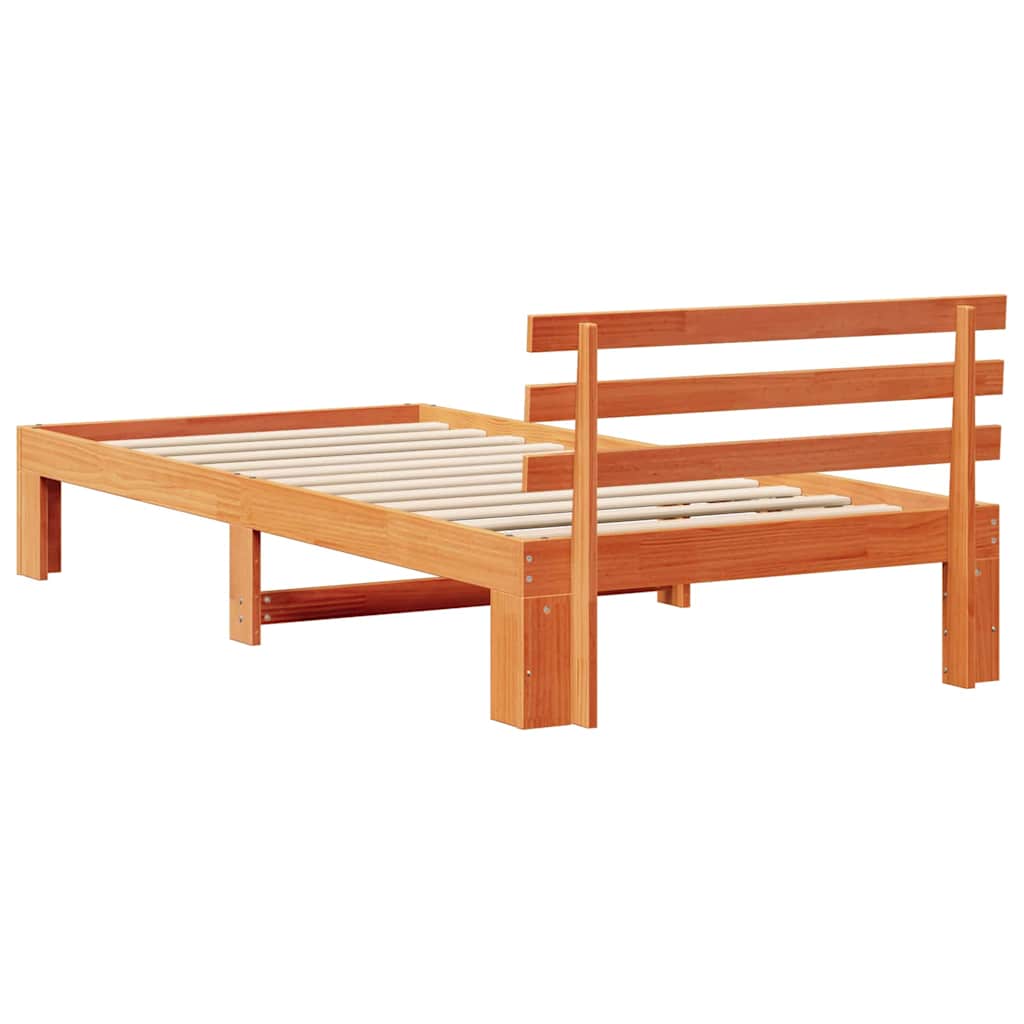 Bettrahmen Wachsbraun 90 x 200 cm Massives Kiefernholz