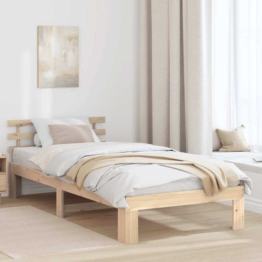 Bettrahmen mit Kopfteil Natur 80 x 200 cm Massives Kiefernholz