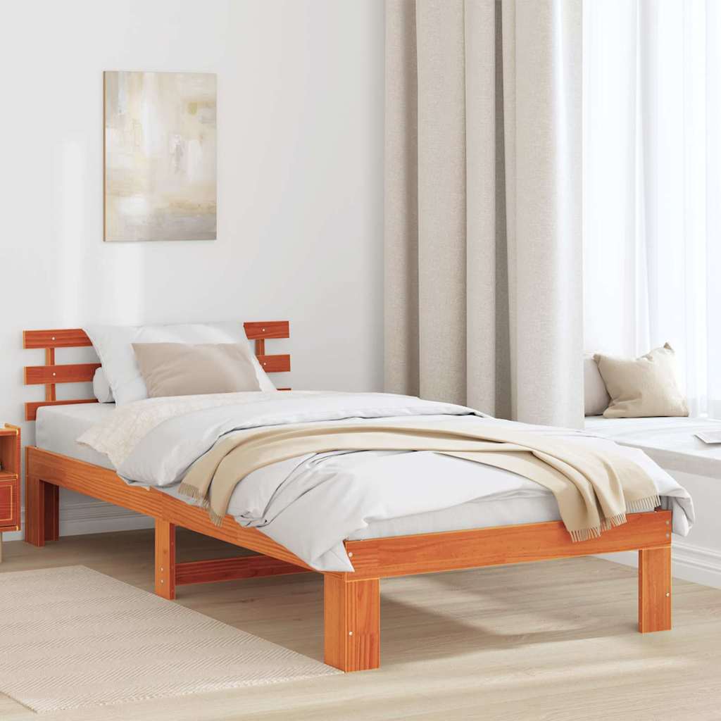 Bettrahmen Wachsbraun 80 x 200 cm Massives Kiefernholz