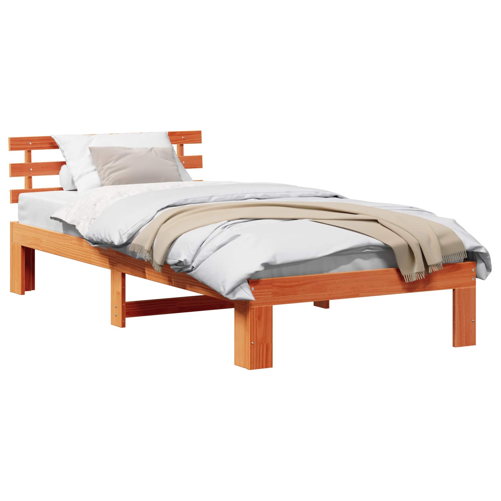 Bettrahmen Wachsbraun 75 x 190 cm Massives Kiefernholz
