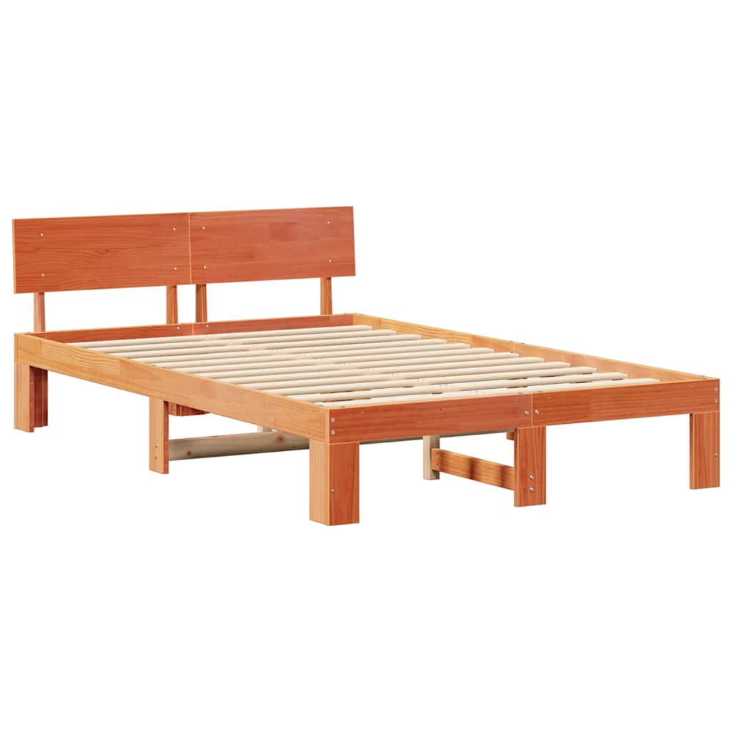 Bettrahmen Wachsbraun 140 x 190 cm Massives Kiefernholz