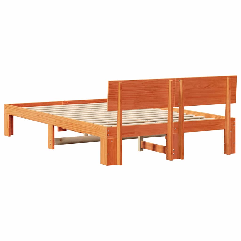 Bettrahmen Wachsbraun 140 x 190 cm Massives Kiefernholz