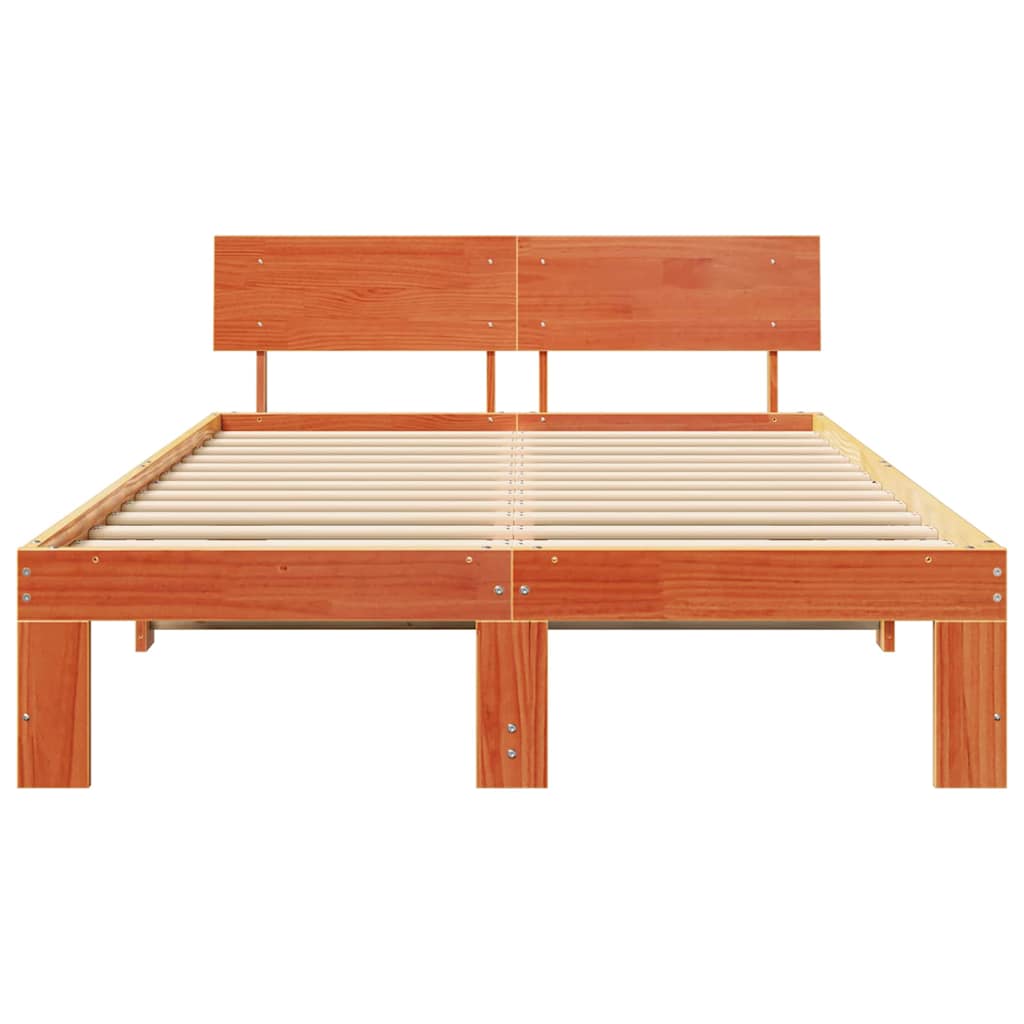Bettrahmen Wachsbraun 140 x 190 cm Massives Kiefernholz