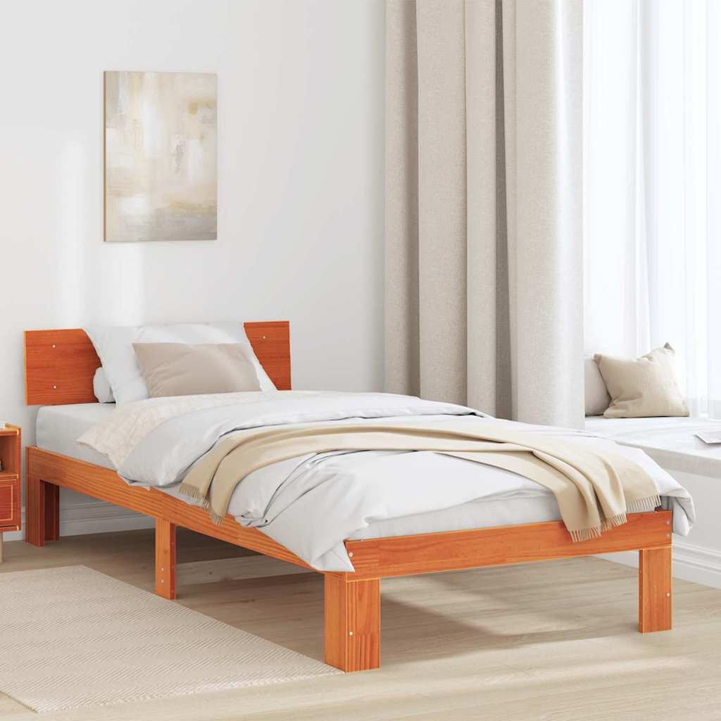 Bettrahmen Wachsbraun 80 x 200 cm Massives Kiefernholz