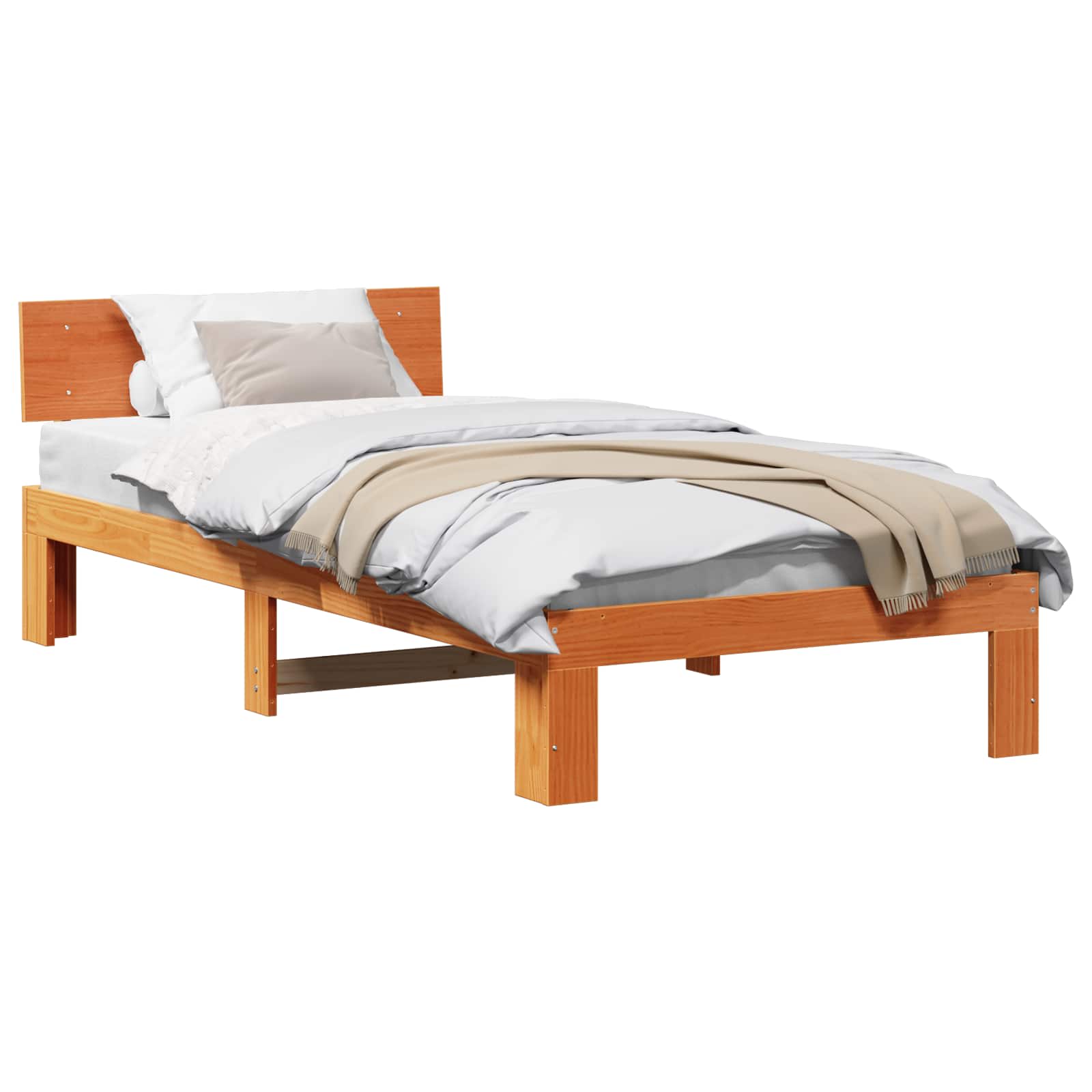 Bettrahmen Wachsbraun 90 x 190 cm Massives Kiefernholz