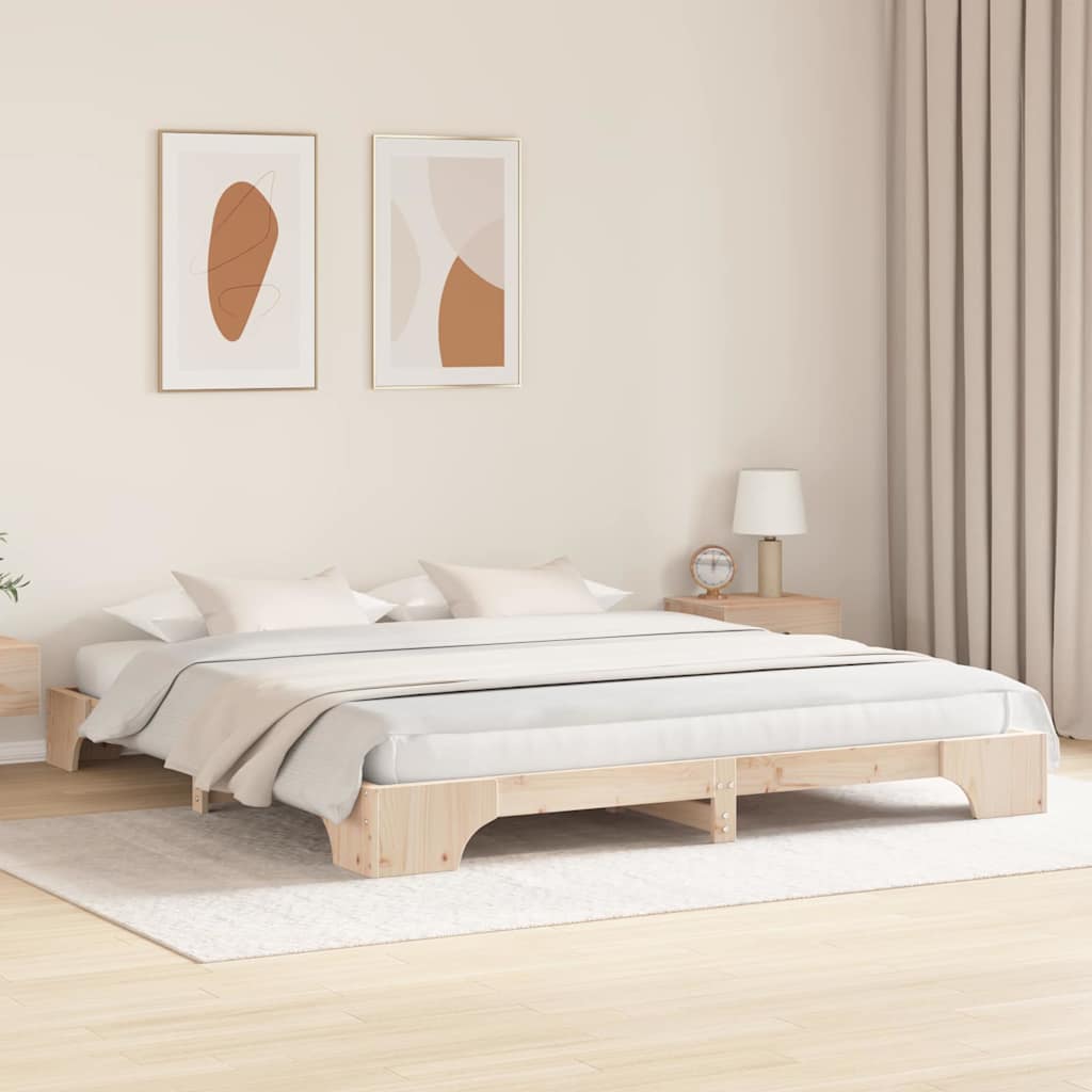 Bettrahmen Natur 200 x 200 cm Massives Kiefernholz