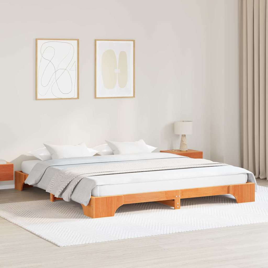Bettrahmen Wachsbraun 200 x 200 cm Massives Kiefernholz