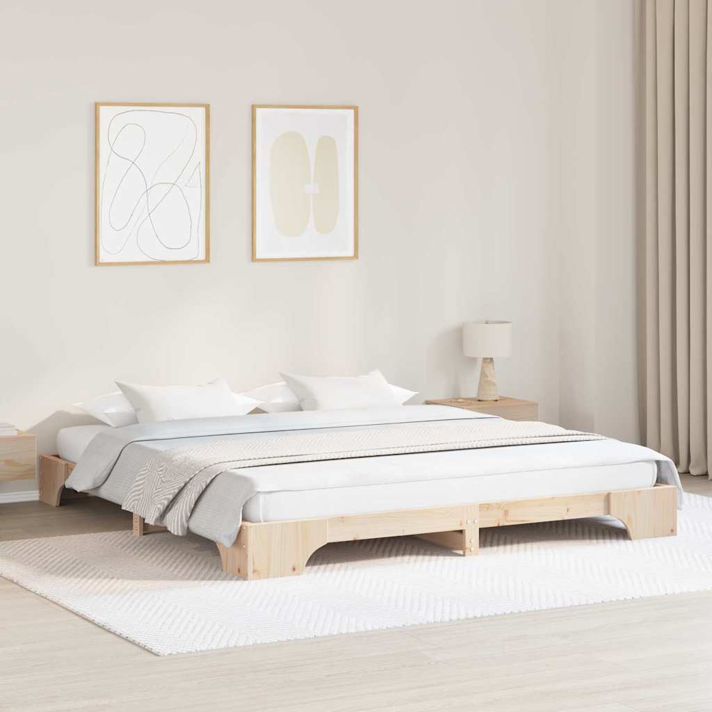 Bettrahmen Natur 180 x 200 cm Massives Kiefernholz